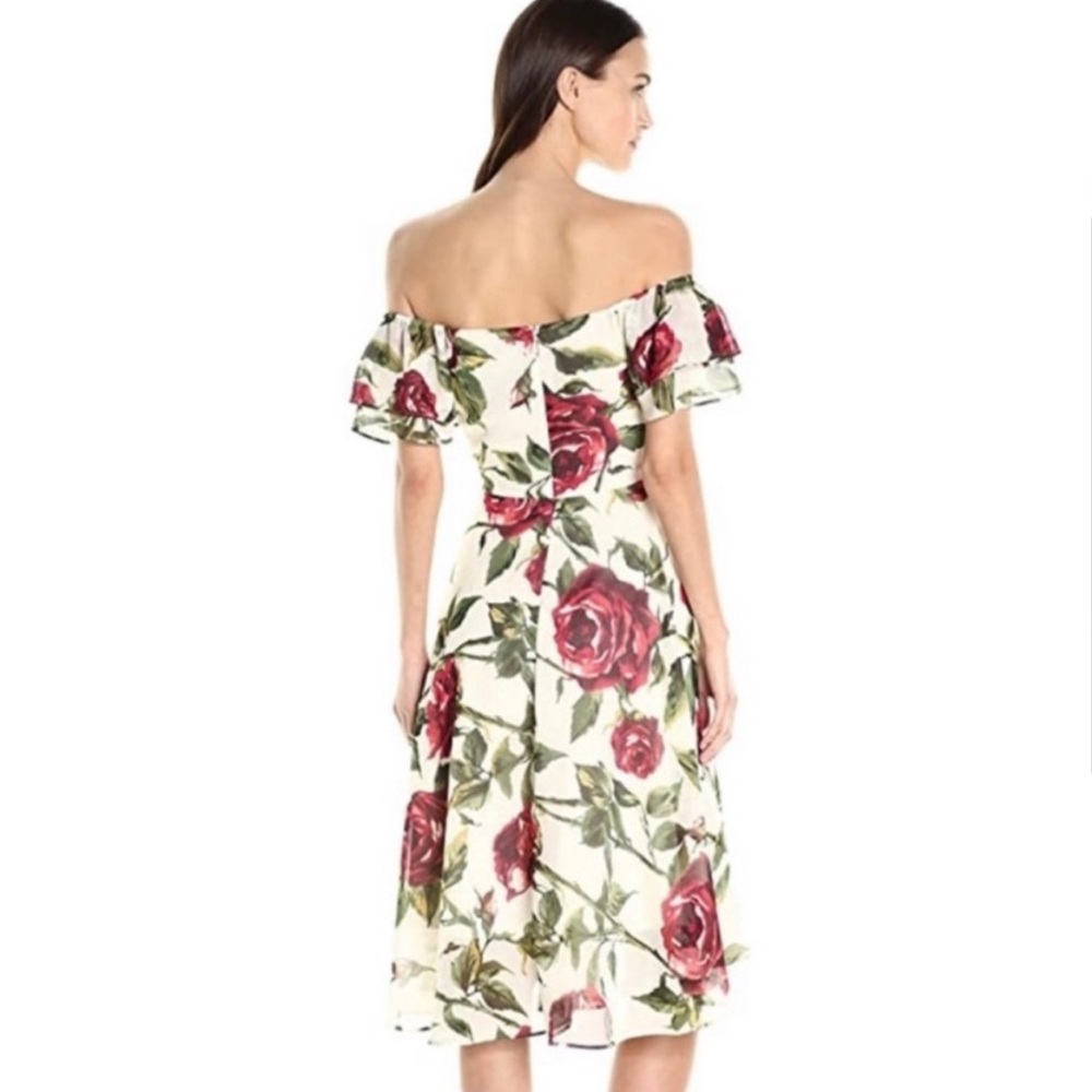 Betsey Johnson Off-Shoulder rose Floral Midi Dress – Size 2 – Gorgeous! - Picture 3 of 12